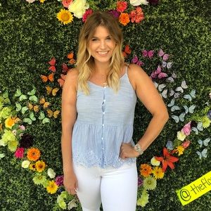 DRY GOODS | striped blue and white dressy tank top